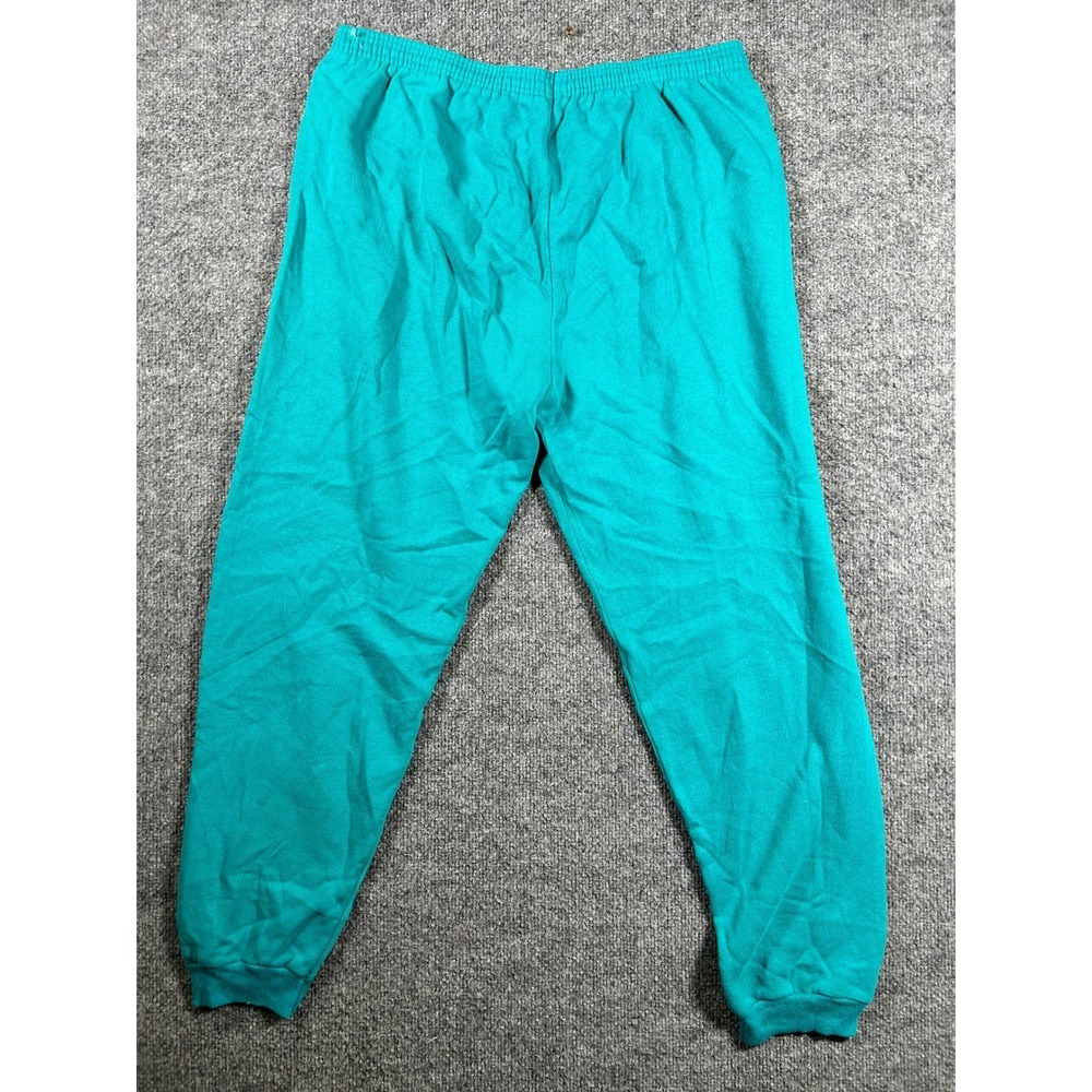 Hanes Sweatpants Womens XL Teal Vintage USA Cotton Blend Tapered Joggers 78951